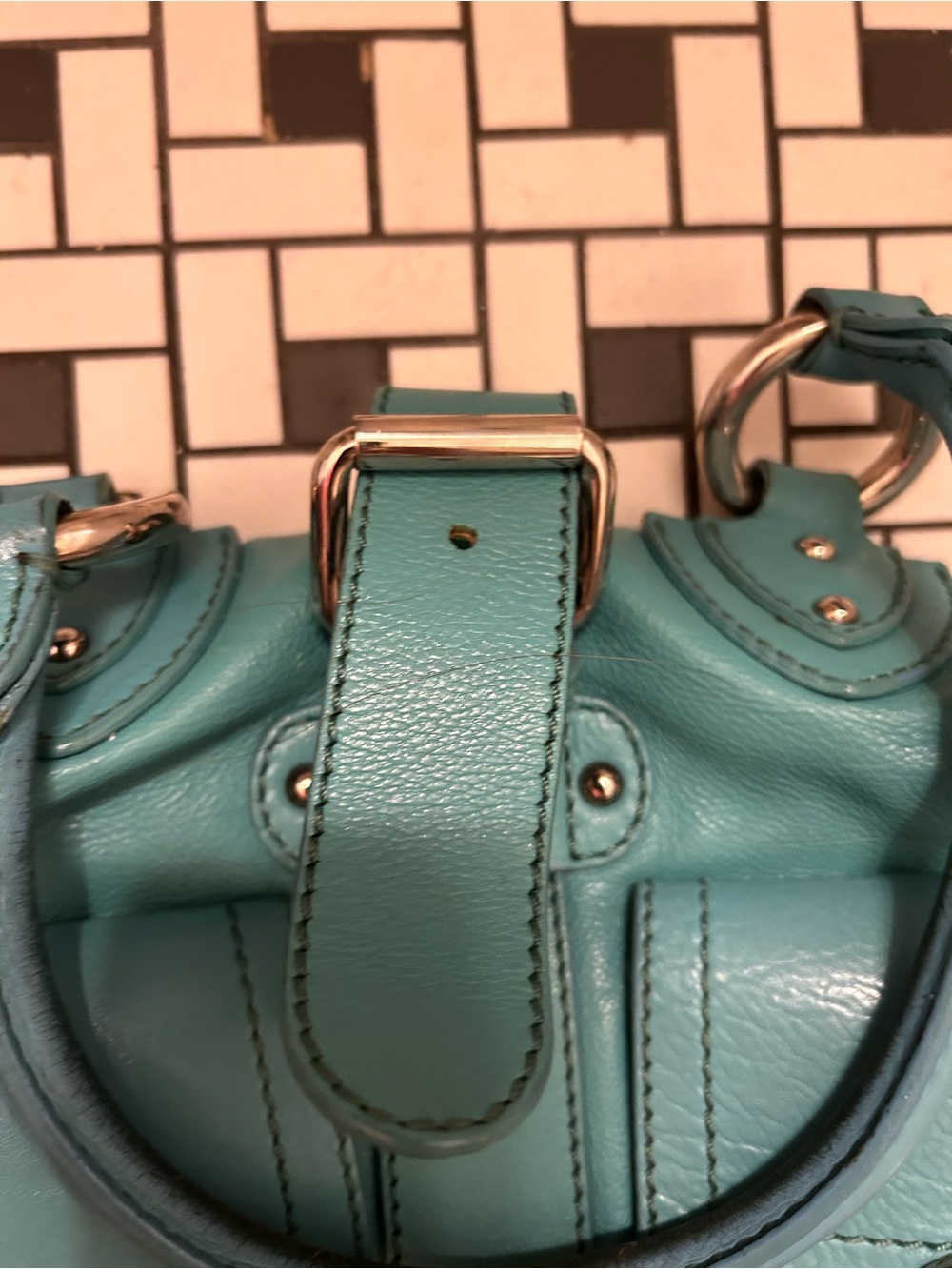 Marc Jacobs made in Italy turquoise Leather Tote Satchel - Picture 7 of 16